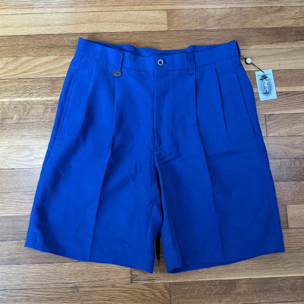 Vintage Ben Hogan Golf Shorts Mens 32 Blue Baggy Pleated Preppy Chino NWT